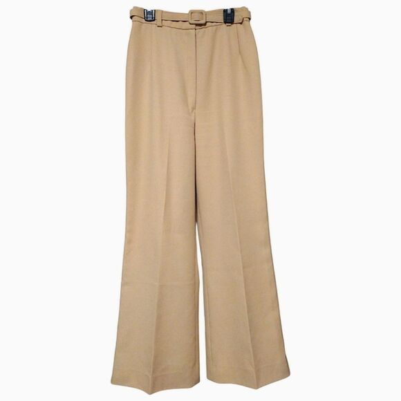 VTG 70s Sears Belted Wide Leg High Waisted Pants, Beige / Khaki Color, Size 25 - Picture 1 of 8